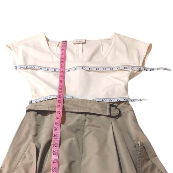 AKRIS PUNTO Mixed Media Dress Size 6 Snap Pockets Bubble Hem Utility Avant Garde - Picture 5 of 16